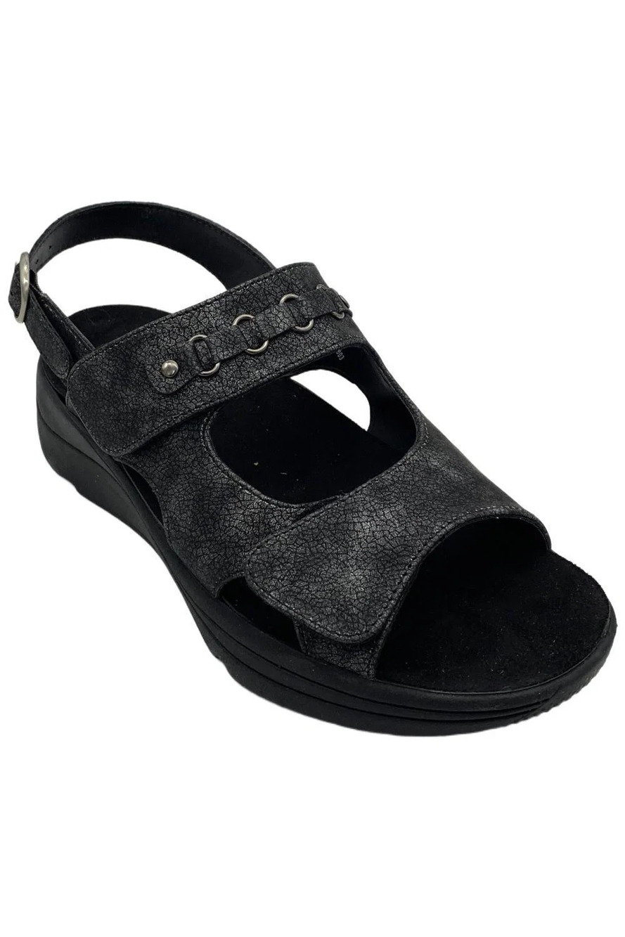 Drew Women's Selina Slingback Platform Sandals Black - Extra Wide